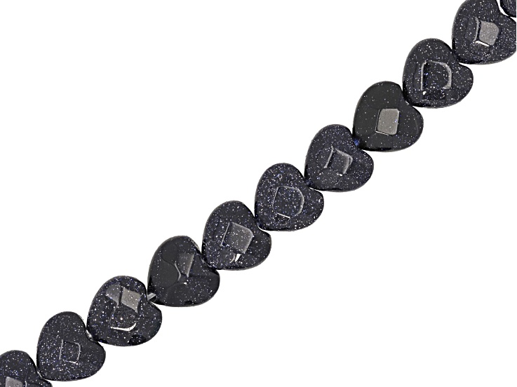 Blue Goldstone 10mm Faceted Heart Shape Bead Strand Approximately 14-15" in Length
