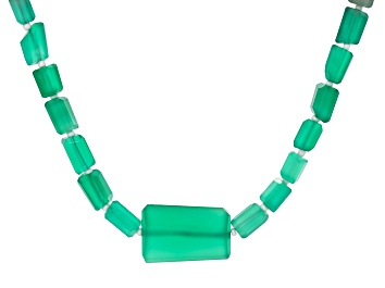 Picture of Green Onyx 10x14mm-17x25mm Faceted Nugget Bead Strand Approximately 15-16" in Length