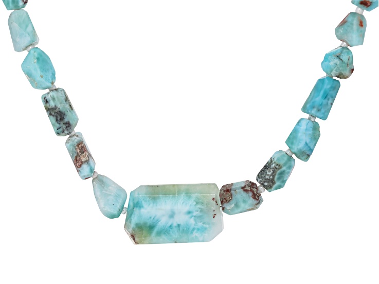 Larimar 10x14mm-17x25mm Faceted Nugget Bead Strand Approximately 15-16" in Length