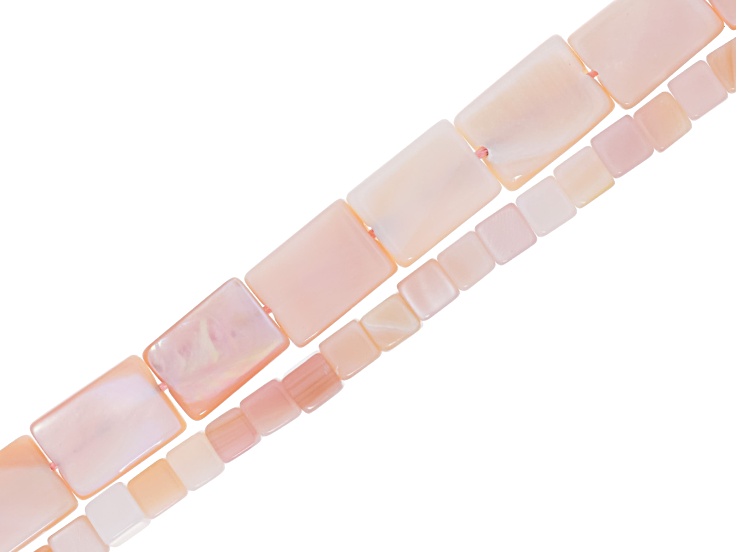 Pink Mother of Pearl 4mm Cube & 8x11-8x12mm Rectangle Bead