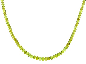 Arizona Peridot 3-5mm Smooth Bead Strand, 18 Inches With Sterling Silver Clasp