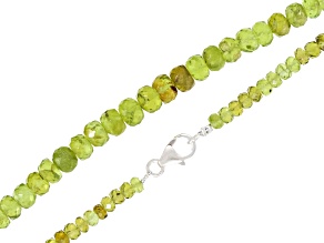 Arizona Peridot 4-6mm Faceted Bead Strand, 18 Inches With Sterling Silver Clasp