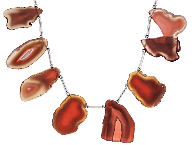 Botswana Agate 27x18-34x22 Top Drilled Slice Bead Strand