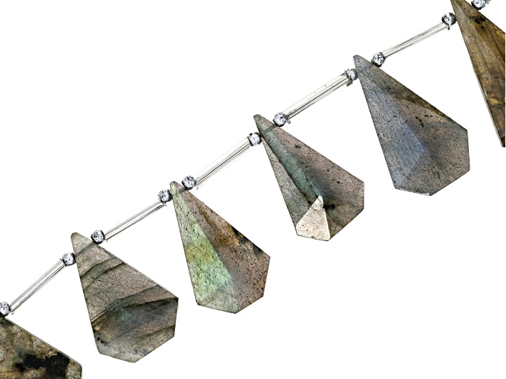 Labradorite 25x17mm-35x20mm Graduated Faceted Kite Shaped Bead Strand Approximately 16" in Length