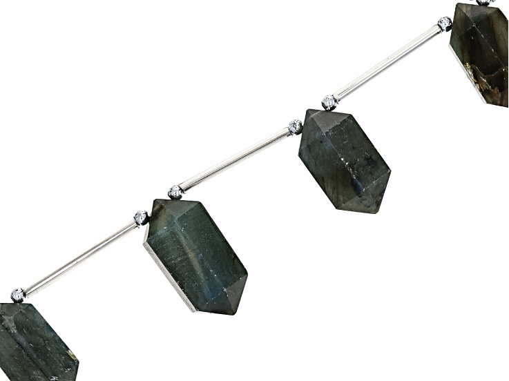 Labradorite 14x9mm-25x12mm Faceted Double Point Bead Strand Approximately 16" in Length
