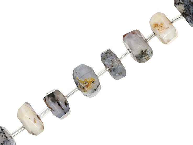 Dendritic Opal 12x9mm-18x12mm Faceted Nugget Bead Strand Approximately 15-16" in Length