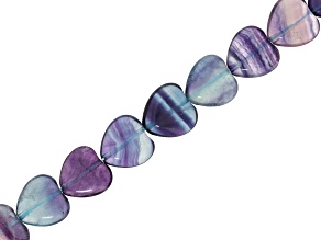 Fluorite 10mm Heart Shaped Bead Strand Approximately 15-16" in Length