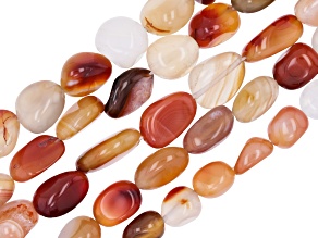 Carnelian Nugget Bead Strand Approximately 15-15.5" in Length Set of 5