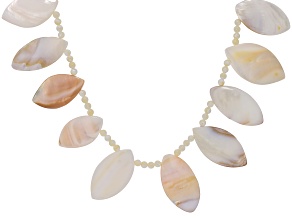 Mother of Pearl 41x22mm Marquise & 4mm Round Bead Strand Approximately 15-16" in Length