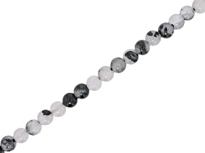 Black Rutilated Quartz 8mm Round Large Hole Bead Strand Approximately 8" in Length