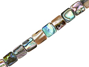 Abalone 10mm Square Bead Strand Approximately 15-15.5" in Length