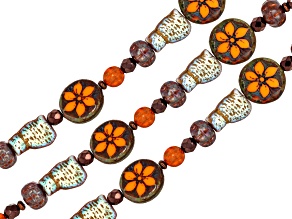 Orange Czech Glass Cat Mix Bead Strand Set of 3