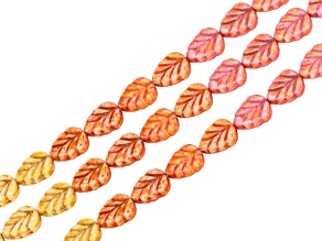 Autumn Czech Glass Leaf Mix Bead Strand Set of 3