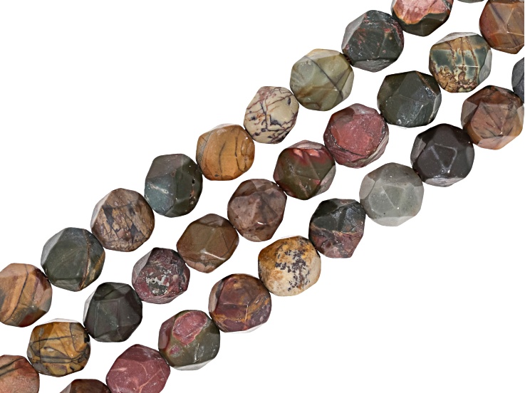 Picasso Jasper 8mm Faceted Bead Strand Approximately 15" in Length Set of 3