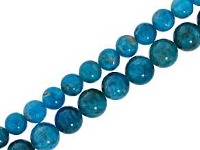 Neon Apatite 6mm & 8mm Round Bead Strand Approximately 15" in Length Set of 2