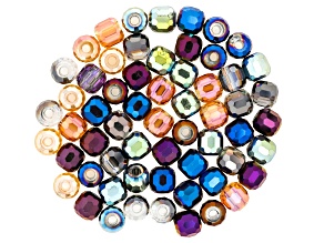 Bold Iridescent Glass Mix 10mm Large Hole Bead Set of 60