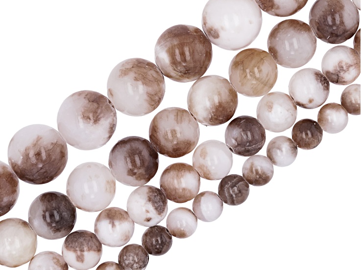Cream Soda Calcite 6mm, 8mm, 10mm, & 12mm Bead Strand Set of 4