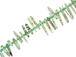 Green Kyanite 5x10-20mm Top Drill Teeth Shaped Bead Strand Approximately 15-16" in Length