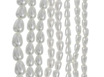 White Glass Pearl Assorted Size Teardrop Bead Strand Set of 8