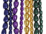 Multicolor Glass Pearl Assorted Size Teardrop Bead Strand Set of 8