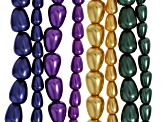 Multicolor Glass Pearl Assorted Size Teardrop Bead Strand Set of 8