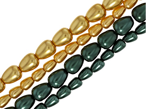 Multicolor Glass Pearl Assorted Size Teardrop Bead Strand Set of 8