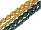Multicolor Glass Pearl Assorted Size Teardrop Bead Strand Set of 8
