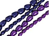 Multicolor Glass Pearl Assorted Size Teardrop Bead Strand Set of 8