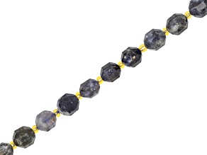 Iolite 8mm Energy Prism Faceted Bead Strand Approximately 15-16" in Length