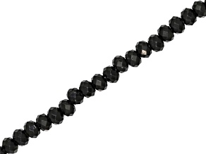 Black Spinel 4x6mm Faceted Rondelle Large Hole Bead strand Approximately 8" in Length