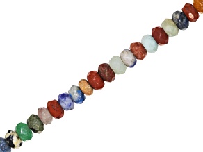 Multi-Stone 8mm Faceted Rondelle Large Hole Bead Strand Approximately 8" in Length