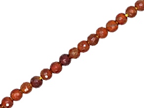 Orange Garnet 6mm Faceted Round Large Hole Bead Strand Approximately 8" in Length
