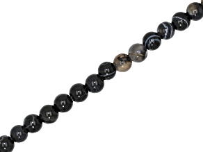 Sardonyx 8mm Round Large Hole Bead Strand Approximately 8" in Length