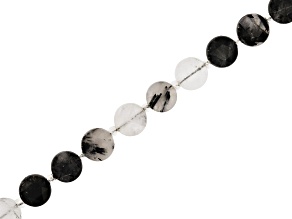 Rutilated Quartz Microfaceted Star 10mm Coin Bead Strand Approximately 15-16" in Length