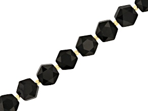 Black Obsidian 12x13mm Faceted Puff Hexagon Bead Strand Approximately 15-16" in Length