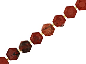 Red Jasper 12x13mm Faceted Puff Hexagon Bead Strand Approximately 15-16" in Length