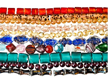 Picture of Multicolor Lampwork 10-28mm Assorted Shape Bead Strand Set of 10