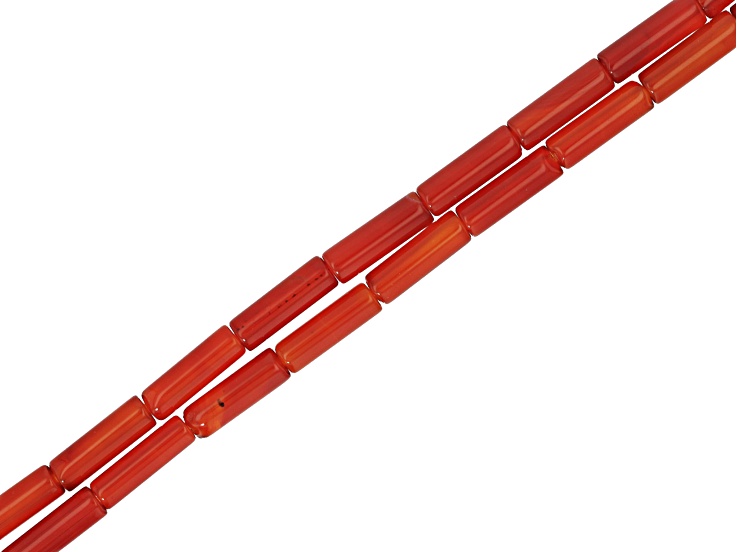 Red Agate 4x13mm Cylinder Bead Strand Set of 2