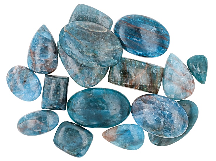 Neon Apatite Cabochon Assorted Size and Shape 1/4lb Mix
