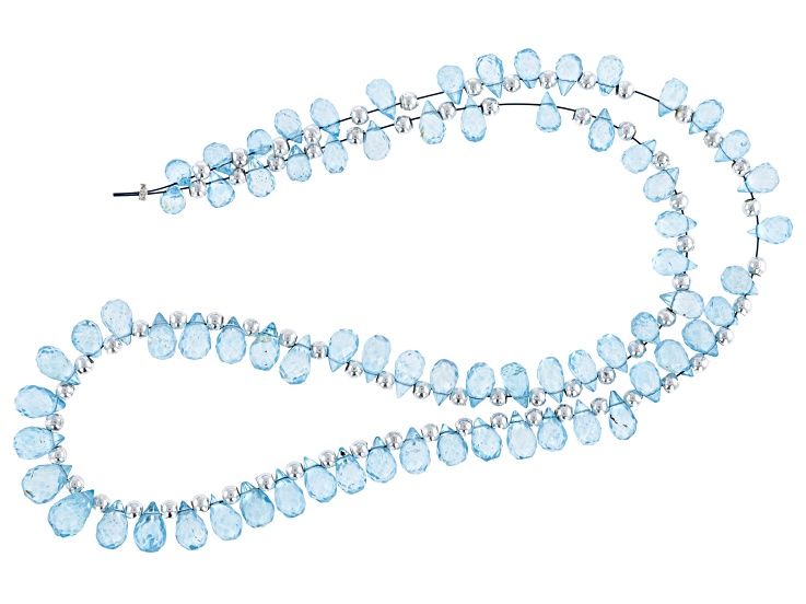 Sky Blue Topaz 4x5-5x8mm Faceted Teardrop Bead Strand Approximately 16" in Length
