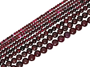 Garnet Assorted Size Round Bead Strand Set of 8