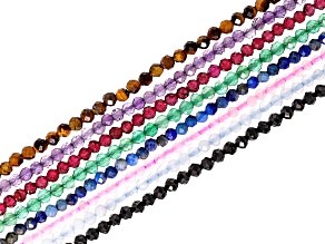 Multi-Stone 2mm Faceted Round Bead Strand Set of 8