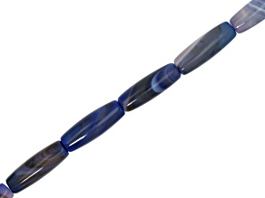 Periwinkle Agate 30x10mm Rice Shaped Bead Strand Approximately 14" in Length