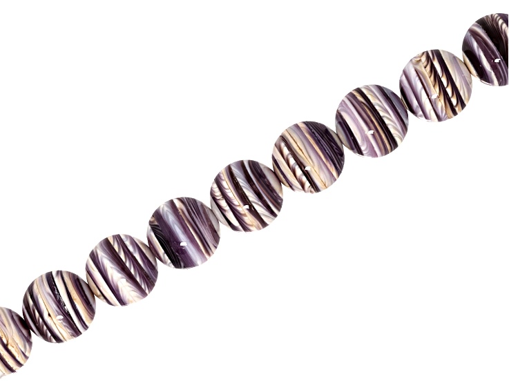 Wampum Shell 12mm Round Bead Strand Approximately 15-16" in Length