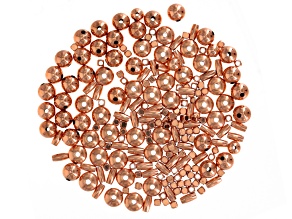 Metal Bead Set in Rose Gold Tone Assorted Shapes & Sizes Appx 226 pieces Total