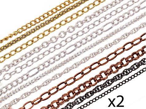 Chain Set Of 24 Assorted With Lobster Clasps Appx 18" Length