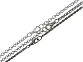 Chain Set of 12 in Assorted Links with Clasps in Silver Tone Appx 18" in Length