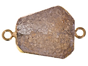 Druzy Quartz Gold Tone  Electroplated Free-Form Connector Pendant Colors Vary Appx 18x25-22x30 Mm