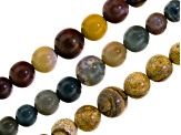 Mookaite, Fancy Agate & Jasper Mix & Sandstone Set Of 3 Round Bead Appx 6-14mm Strand Appx 15-16"