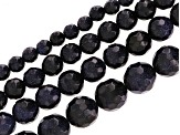 Blue Goldstone 4 Strand Set Of 6, 8, 10 & 12mm Faceted Round Beads Appx 14" Length